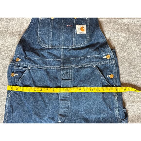 Vintage Carhartt Bib Overalls 34x32 Denim Carpenter 88FBH USA Union Made - Picture 5 of 6